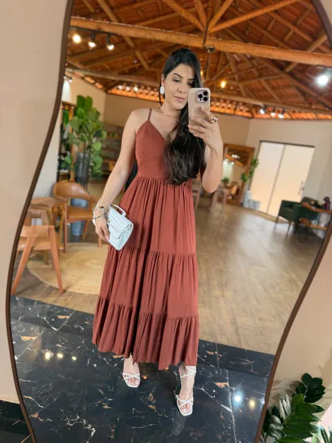 1222 | Vestido Gabrielle - Marrom Café