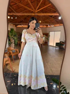 1316 | Vestido Katarina - Bordado Rosa