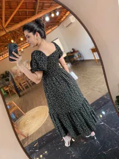 1268 | Vestido Lancey - Preto Floral