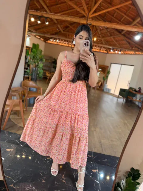 1220 | Vestido Eduarda - Coral Florido